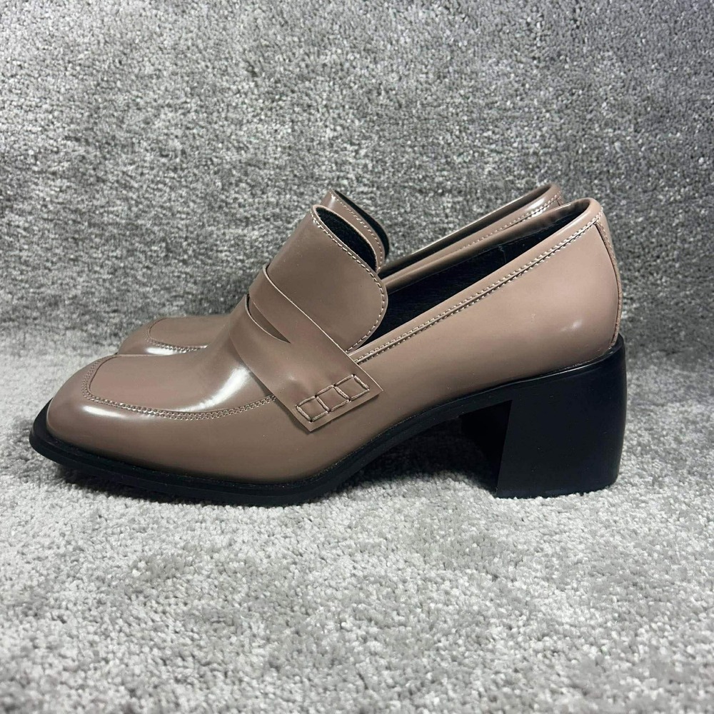 Jeffrey‎ Campbell Loafers Heels Taupe Chunky Square Toe Block Heel Womens 10
